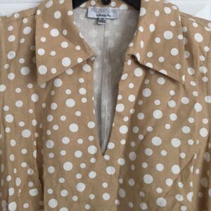 Robbie Bee PLUS LINEN KNEE SHIRTDRESS XL XXL Polka dot